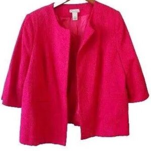 KIM ROGERS: FUSCHIA PINK LINED, LINEN  JACKET SIZE XL